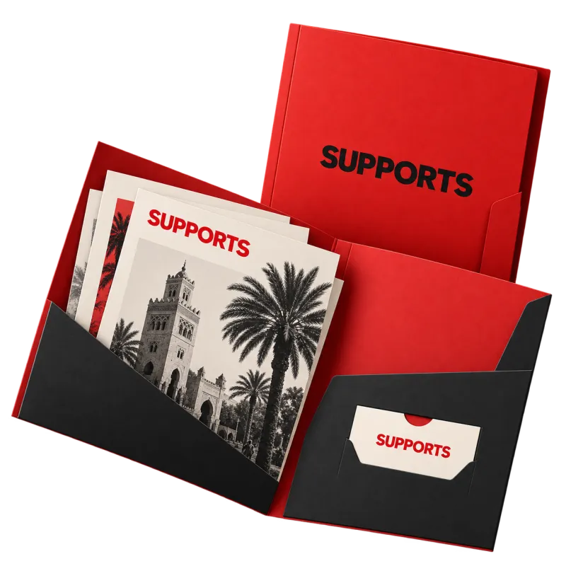 Chemises à rabats et dossiers de présentation imprimé par SUPPORTS à Marrakech