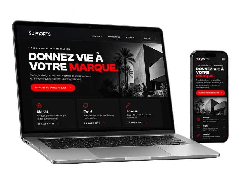 Site web sur mesure imprimé par SUPPORTS à Marrakech