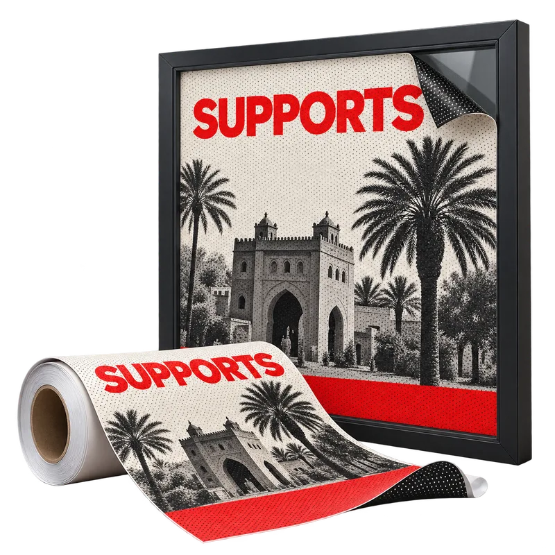Vinyle one way (micro-perforé) imprimé par SUPPORTS à Marrakech