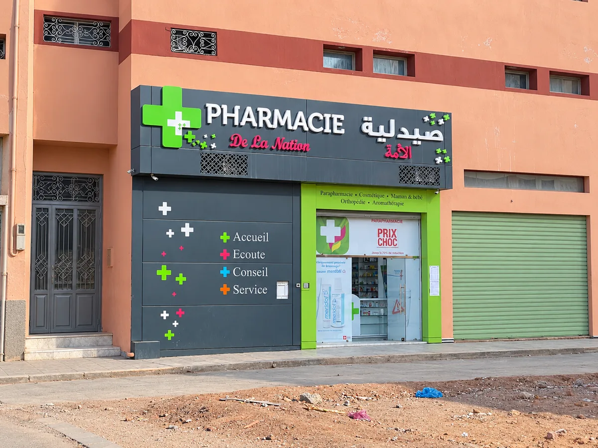 Signalétique réalisée par l'atelier SUPPORTS à Marrakech