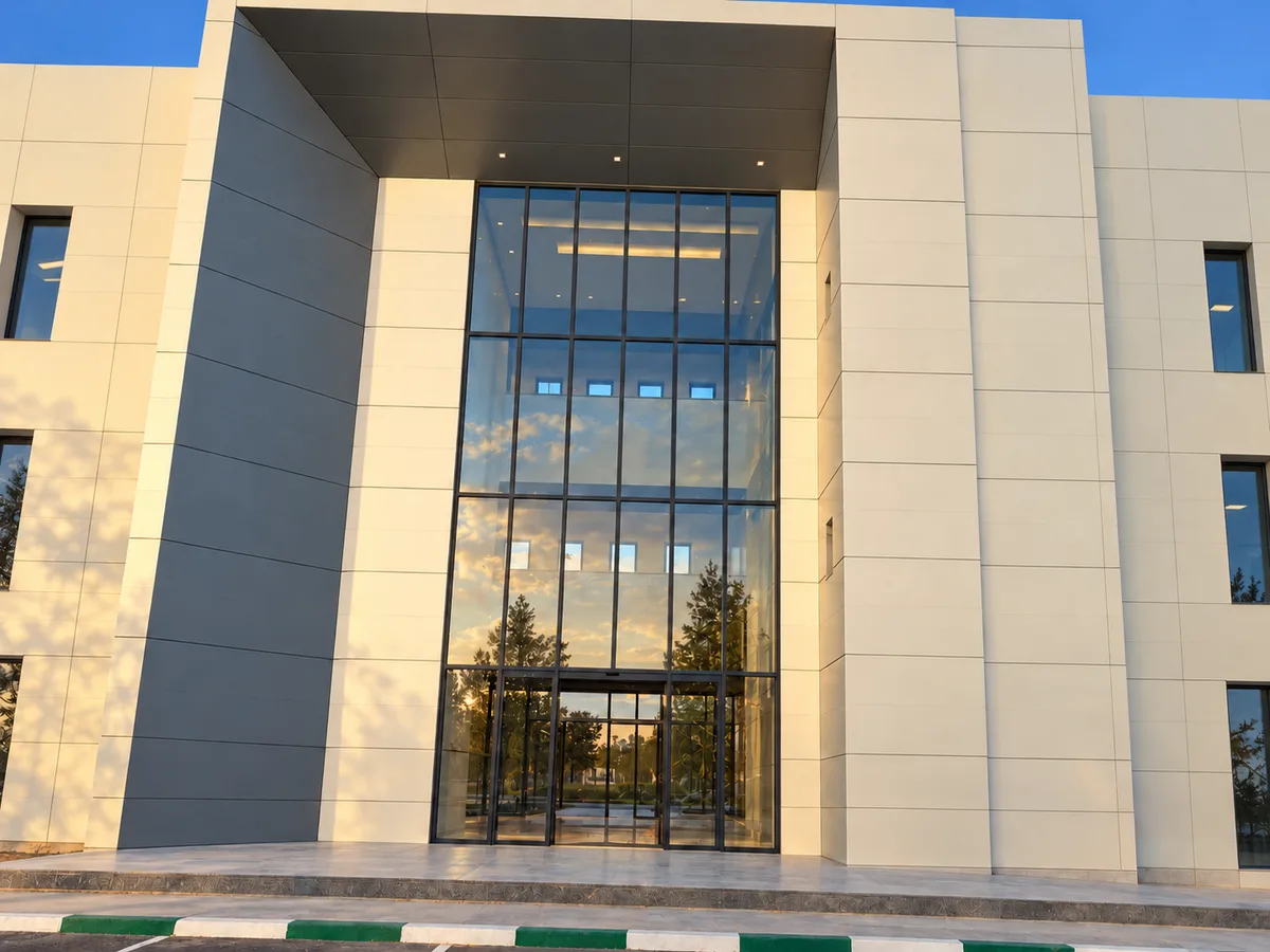 Habillage de façade réalisé par SUPPORTS à Marrakech